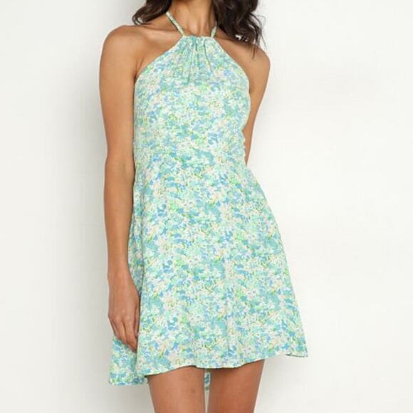 NWT Faithfull the Brand Gaia Varenna Floral Print Mini Dress Sz. 6 Blue Green - Picture 5 of 14
